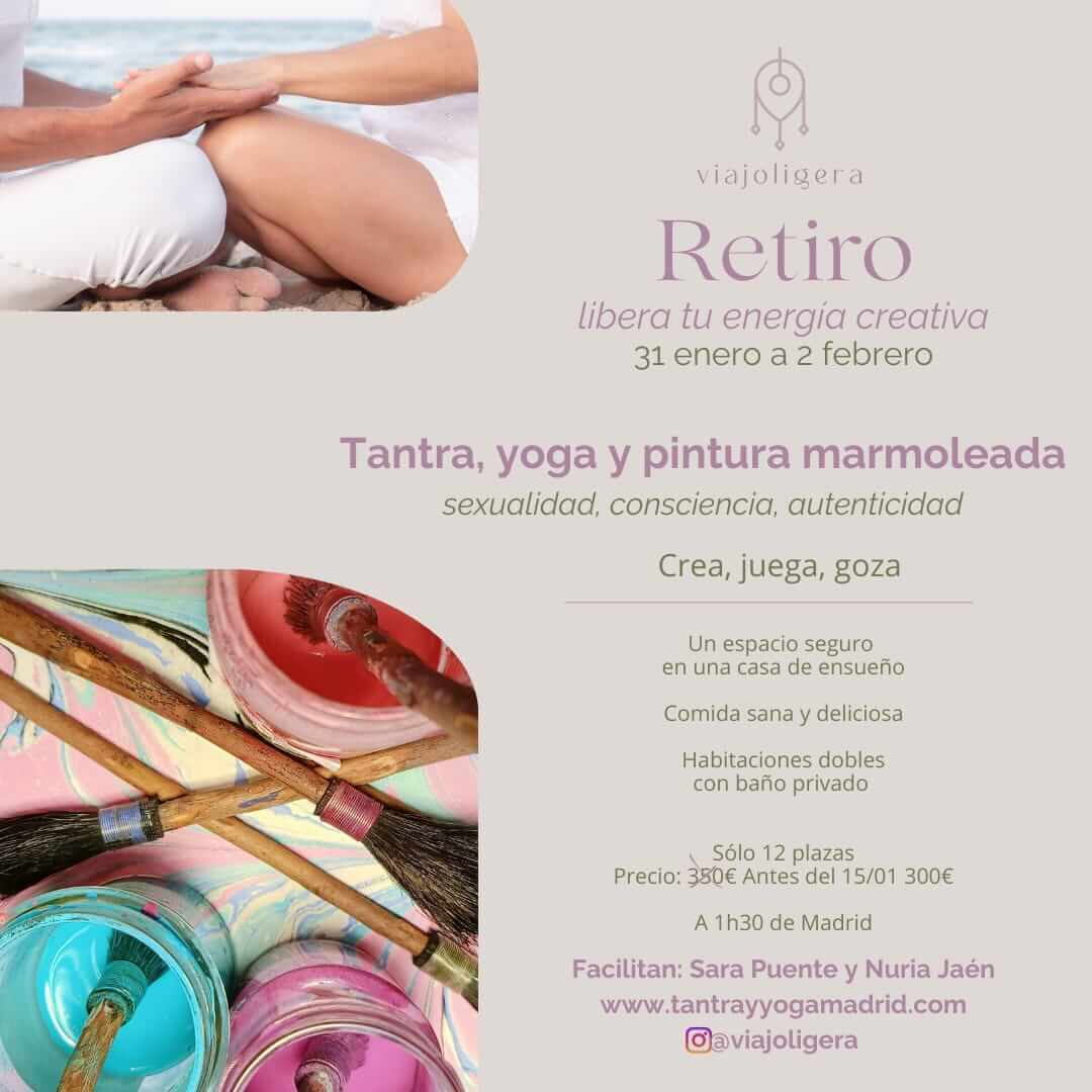 retiro de tantra, yoga y pintura marmoleada toledo